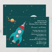 Vonk buitenruimteraketverjaardagsfeest kaart (Voorkant / Achterkant)