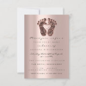 Vonk Glitter Baby shower Feet Roos Kaart (Voorkant)
