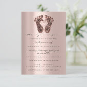 Vonk Glitter Baby shower Feet Roos Kaart (Staand voorkant)