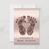 Vonk Glitter Baby shower Feet Roos Kaart (Achterkant)