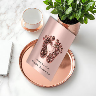 Vonk Glitter Baby shower Feet Roos Kaart