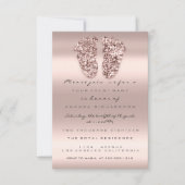 Vonk Glitter Baby shower Feet Roos Roze Blush VIP Kaart (Voorkant)