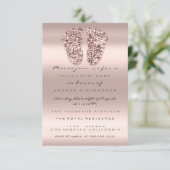 Vonk Glitter Baby shower Feet Roos Roze Blush VIP Kaart (Staand voorkant)