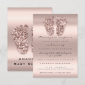 Vonk Glitter Baby shower Feet Roos Roze Blush VIP Kaart (Voorkant / Achterkant)