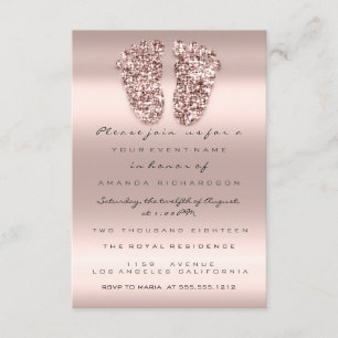 Vonk Glitter Baby shower Feet Roos Roze Blush VIP Kaart