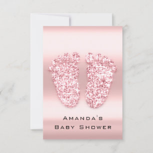 Vonk Glitter Baby shower Voeten Roos Roze Royal Kaart