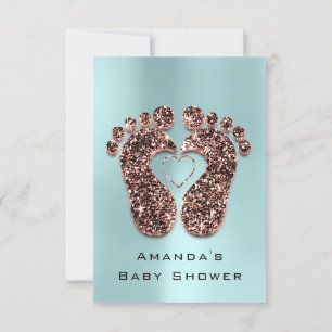 Vonk Glitter Baby shower Voeten Roos Skinny Blue Kaart