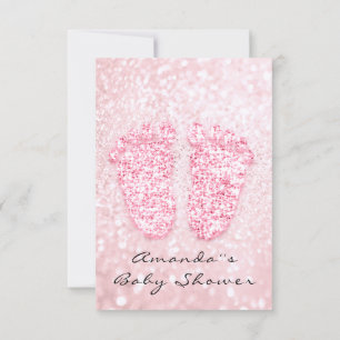 Vonk Glitter Baby shower Voeten Roze Rose Meisje Kaart