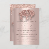 Vonk Glitter Drift Roos Baby shower Elephant Kaart (Voorkant / Achterkant)