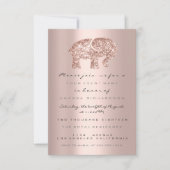 Vonk Glitter Drift Roos Baby shower Elephant Kaart (Voorkant)