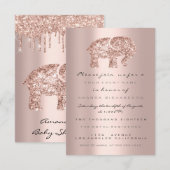 Vonk Glitter Drift Roos Baby shower Elephant Kaart (Voorkant / Achterkant)