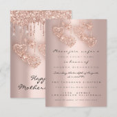 Vonk Glitter Drift Roos Harten Moederdag Baby Kaart (Voorkant / Achterkant)