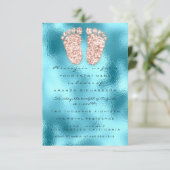 Vonk Glitter Drift Roos Ocean Baby shower Feet Kaart (Staand voorkant)