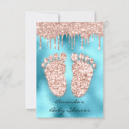 Vonk Glitter Drift Roos Ocean Baby shower Feet Kaart (Achterkant)