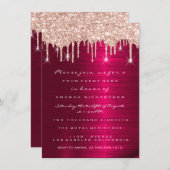 Vonk Glitter Drips Roos Red Marsala Bridal 16th Kaart (Voorkant / Achterkant)