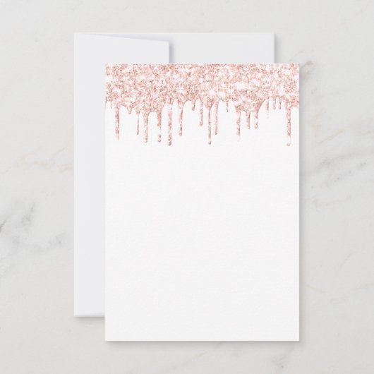 Vonk Glitter Drips Roos White Bridal Sweet 16th Kaart (Achterkant)