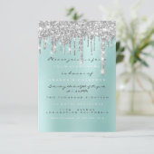 Vonk Glitter Drips Silver Aqua Bridal Sweet 16th Kaart (Staand voorkant)