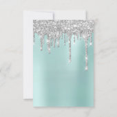 Vonk Glitter Drips Silver Aqua Bridal Sweet 16th Kaart (Achterkant)