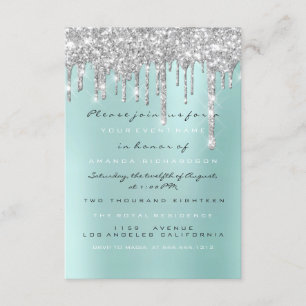 Vonk Glitter Drips Silver Aqua Bridal Sweet 16th Kaart