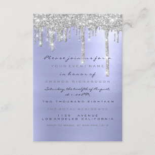 Vonk Glitter Drips Silver Blue Bridal Sweet 16th Kaart