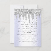 Vonk Glitter Drips Silver Blue Bridal Sweet 16th Kaart (Voorkant)