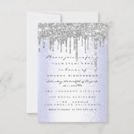 Vonk Glitter Drips Silver Blue Bridal Sweet 16th Kaart