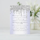 Vonk Glitter Drips Silver Blue Bridal Sweet 16th Kaart (Staand voorkant)