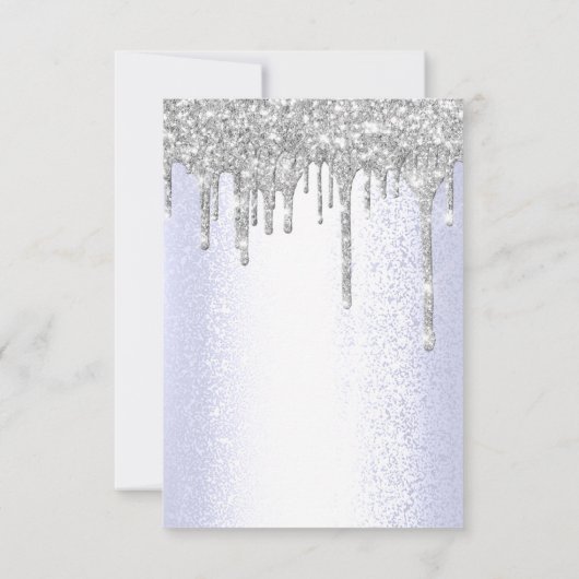 Vonk Glitter Drips Silver Blue Bridal Sweet 16th Kaart (Achterkant)