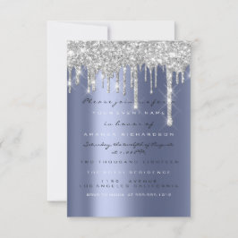 Vonk Glitter Drips Silver Blue Navy Bridal 16th Kaart