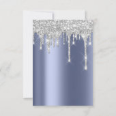 Vonk Glitter Drips Silver Blue Navy Bridal 16th Kaart (Achterkant)