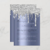 Vonk Glitter Drips Silver Blue Navy Bridal 16th Kaart (Voorkant / Achterkant)