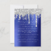 Vonk Glitter Drips Silver Navy Bridal Sweet 16th Kaart (Voorkant)