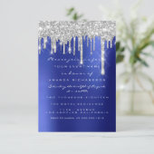 Vonk Glitter Drips Silver Navy Bridal Sweet 16th Kaart (Staand voorkant)