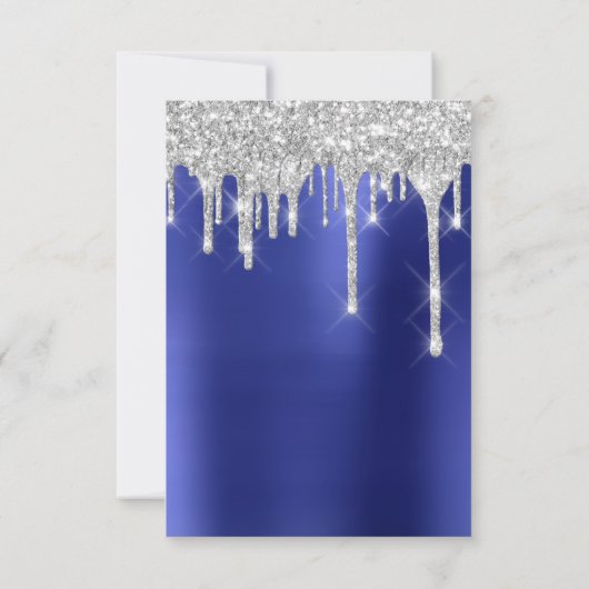 Vonk Glitter Drips Silver Navy Bridal Sweet 16th Kaart (Achterkant)