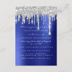 Vonk Glitter Drips Silver Navy Bridal Sweet 16th Kaart