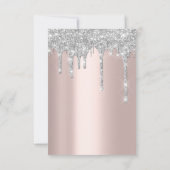 Vonk Glitter Drips Silver Roos Bridal Sweet 16th Kaart (Achterkant)