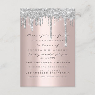 Vonk Glitter Drips Silver Roos Bridal Sweet 16th Kaart