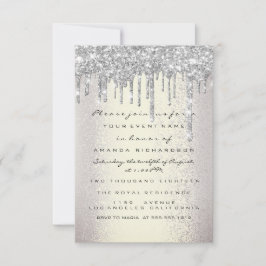 Vonk Glitter Drips Silver Smoky Bridal Sweet 16th Kaart