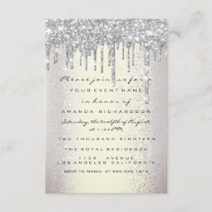 Vonk Glitter Drips Silver Smoky Bridal Sweet 16th Kaart