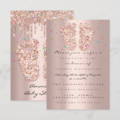 Vonk Glitter Drivers Roos ConfettiBaby Shower Feet Kaart (Voorkant / Achterkant)