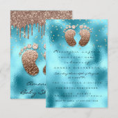 Vonk Glitter Drivers Roos Gold Baby shower Blue Kaart (Voorkant / Achterkant)