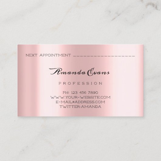 Vonk Glitter Roos Vonk nagels Kunstenristen Roze Afsprakenkaartje (Achterkant)