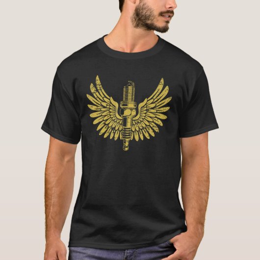 Vonk Plug met vervormd ontwerp van Wings T-shirt (Voorkant)