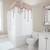 Vonk Strijdt Glitter Roos 3d effect. Uniek wit Douchegordijn (In situ)