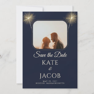 Vonken Afscheid Foto Bruiloft Save the Date Kaart