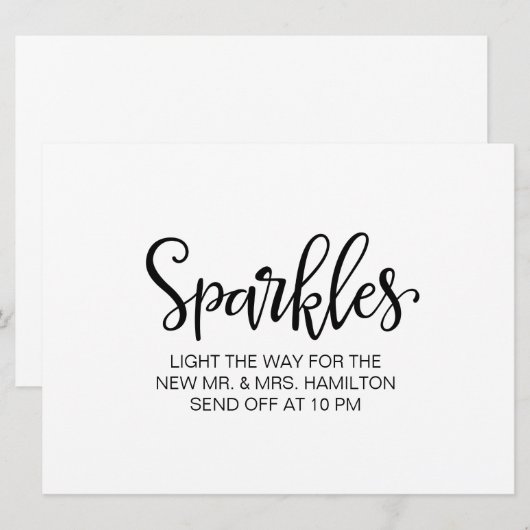 Vonken Afscheidsbord | Eenvoudige Calligrafie Kaart (Voorkant / Achterkant)