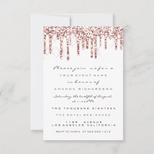 Vonken Glitter Drips Roze Wit Bruids Sweet 16 Kaart (Voorkant)