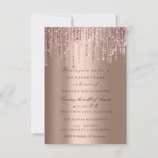 Vonken Glitter Druppels Rozen Sluiers Bruiloft Kaart (Voorkant)
