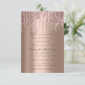 Vonken Glitter Druppels Rozen Sluiers Bruiloft Kaart (Staand voorkant)
