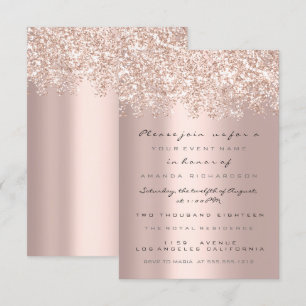 Vonken Glitter Zand Roze Goud Bruids Sweet 16th Kaart